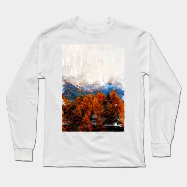 Scenic Autumn Vibe From The Zillertal Alps In Italy Long Sleeve T-Shirt by ColortrixArt